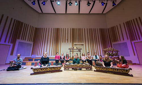Gamelan performance in the Cosmo Rodewald Concert Hall