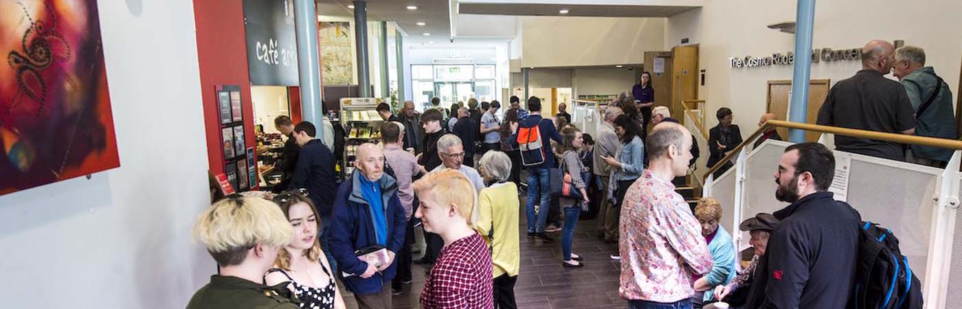 Martin Harris Centre foyer teeming with music lovers