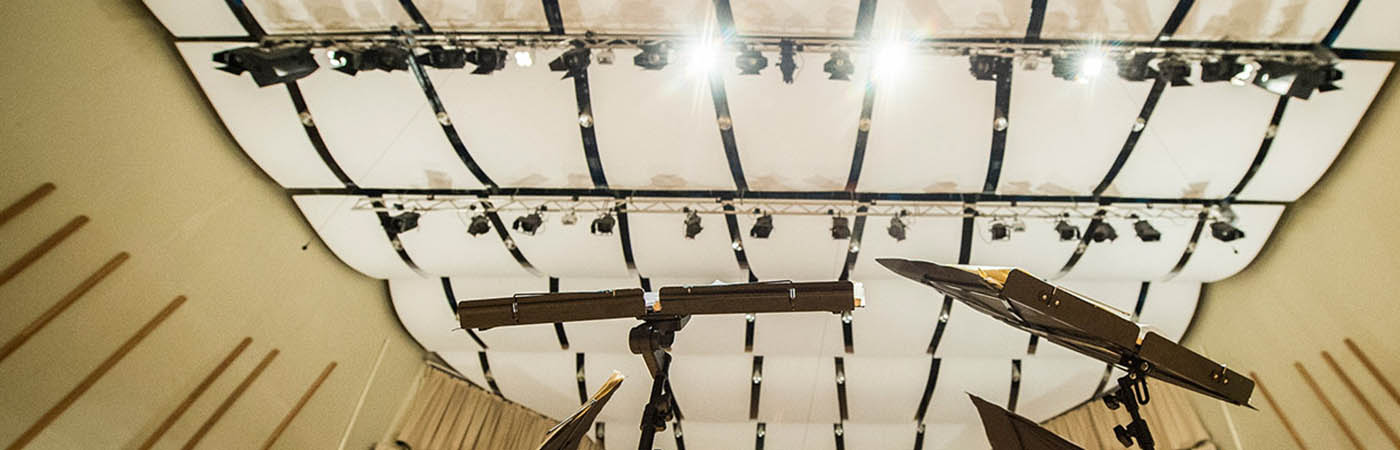 Lights and rigging in the Cosmo Rodewald Concert Hall