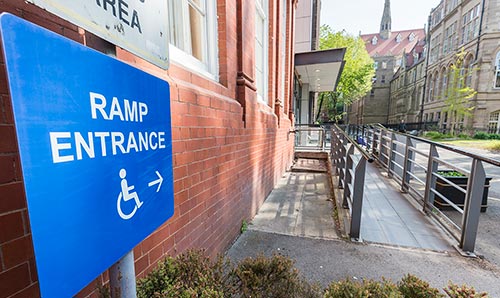Access ramp sign on Coupland Street